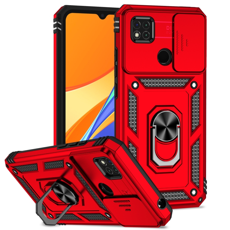 

For Xiaomi Redmi 10A Sliding Camshield Holder Phone Case(Red)