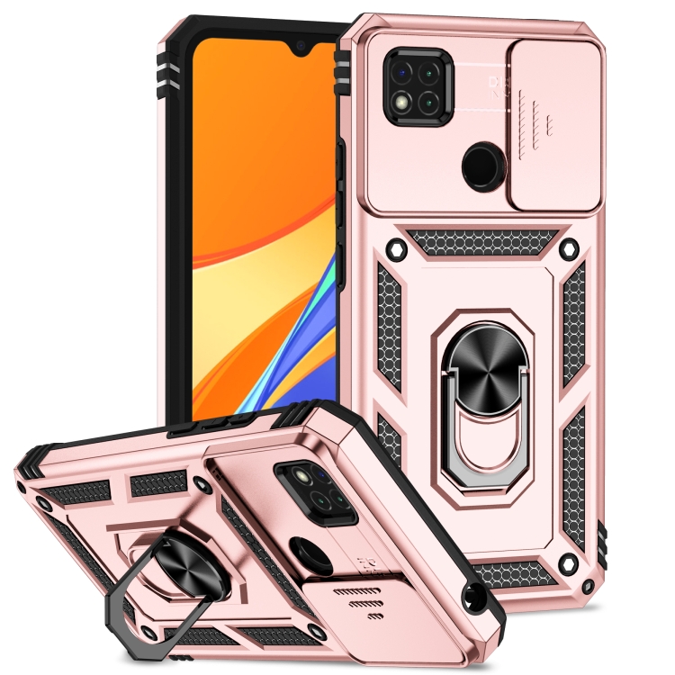 

For Xiaomi Redmi 10A Sliding Camshield Holder Phone Case(Rose Gold)