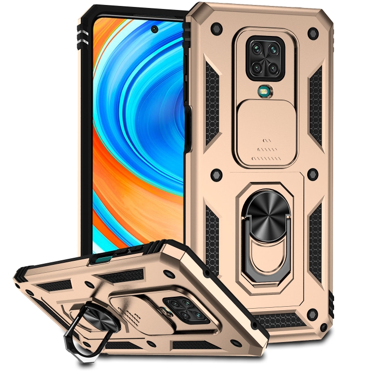 

For Xiaomi Redmi Note 9 Pro Sliding Camshield Holder Phone Case(Gold)