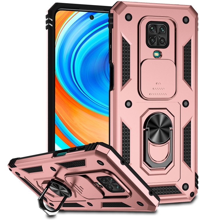 

For Xiaomi Redmi Note 9 Pro Sliding Camshield Holder Phone Case(Rose Gold)