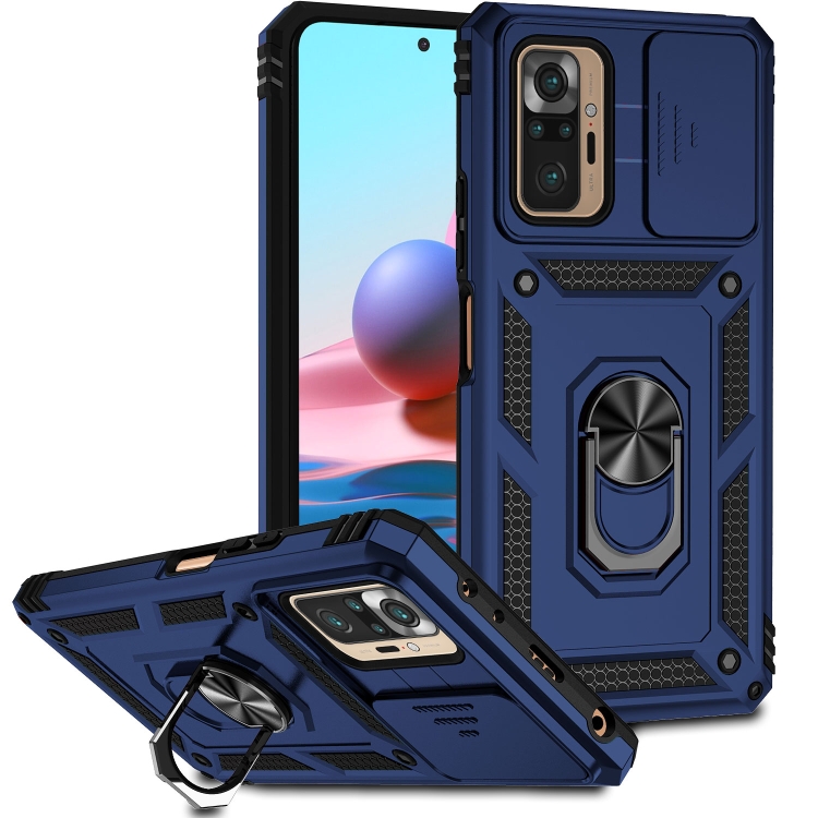 

For Xiaomi Redmi Note 10 Pro Sliding Camshield Holder Phone Case(Blue)
