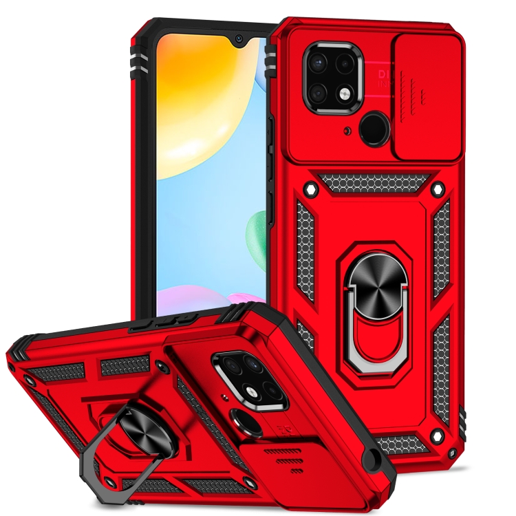 

For Xiaomi Redmi 10C Sliding Camshield Holder Phone Case(Red)