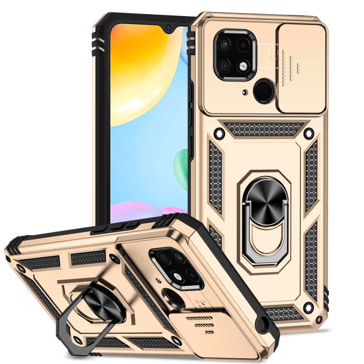 

For Xiaomi Redmi 10C Sliding Camshield Holder Phone Case(Gold)