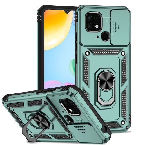

For Xiaomi Redmi 10C Sliding Camshield Holder Phone Case(Dark Green)