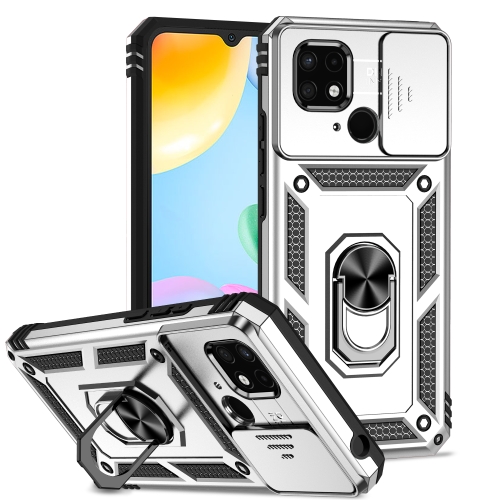 

For Xiaomi Redmi 10C Sliding Camshield Holder Phone Case(Silver)