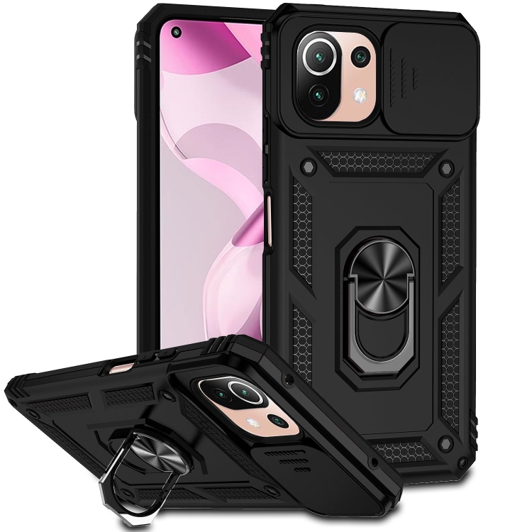 

For Xiaomi 11 Lite Sliding Camshield Holder Phone Case(Black)