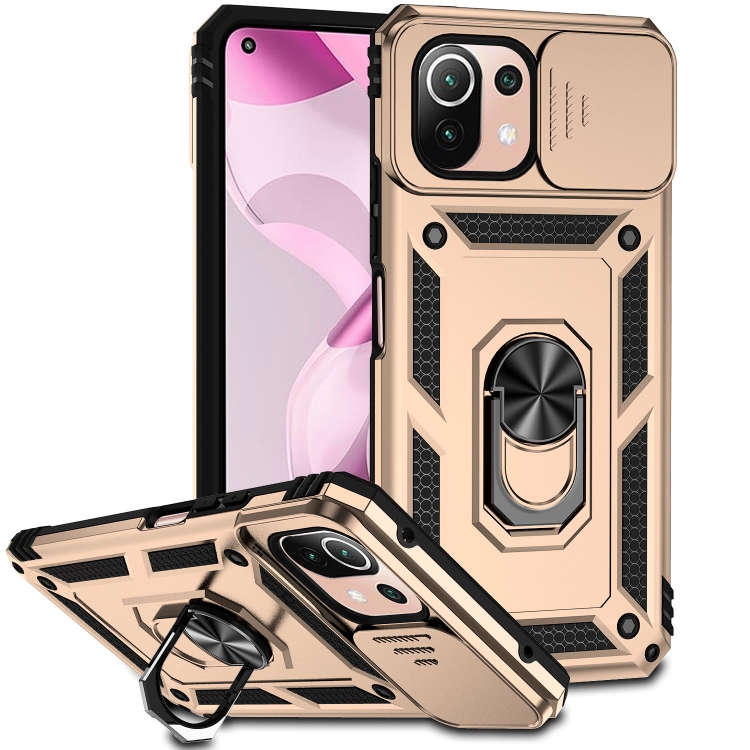

For Xiaomi 11 Lite Sliding Camshield Holder Phone Case(Gold)