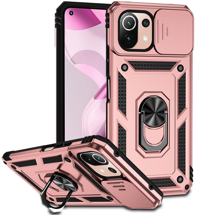 

For Xiaomi 11 Lite Sliding Camshield Holder Phone Case(Rose Gold)