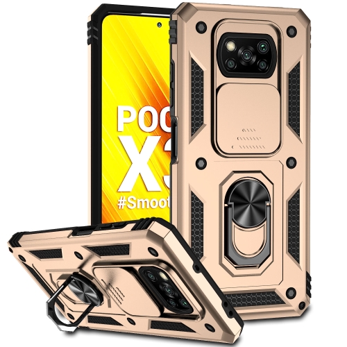 

For Xiaomi Poco X3 Sliding Camshield Holder Phone Case(Gold)