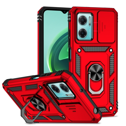 

For Xiaomi Redmi Note 11E Sliding Camshield Holder Phone Case(Red)