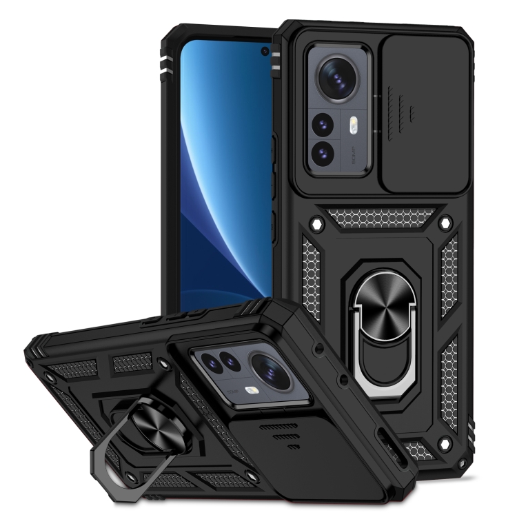 

For Xiaomi 12 Pro Sliding Camshield Holder Phone Case(Black)
