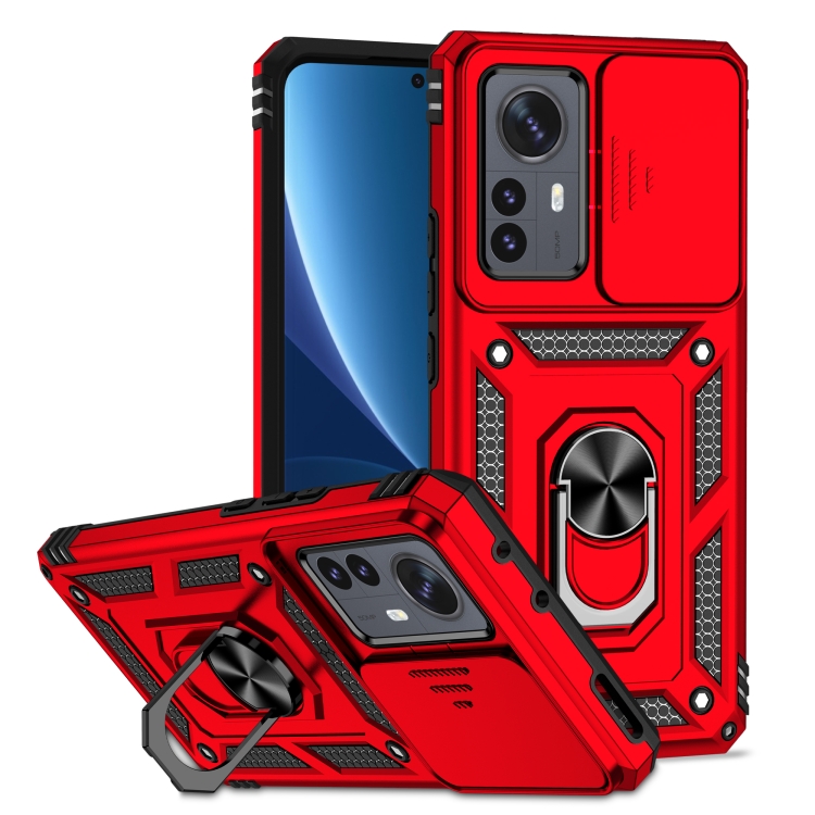 

For Xiaomi 12 Pro Sliding Camshield Holder Phone Case(Red)