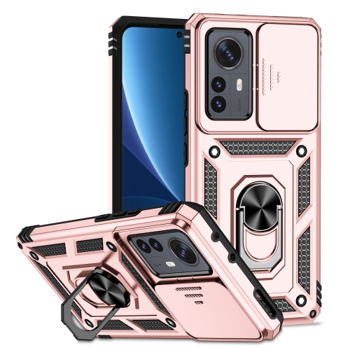 

For Xiaomi 12 Pro Sliding Camshield Holder Phone Case(Rose Gold)