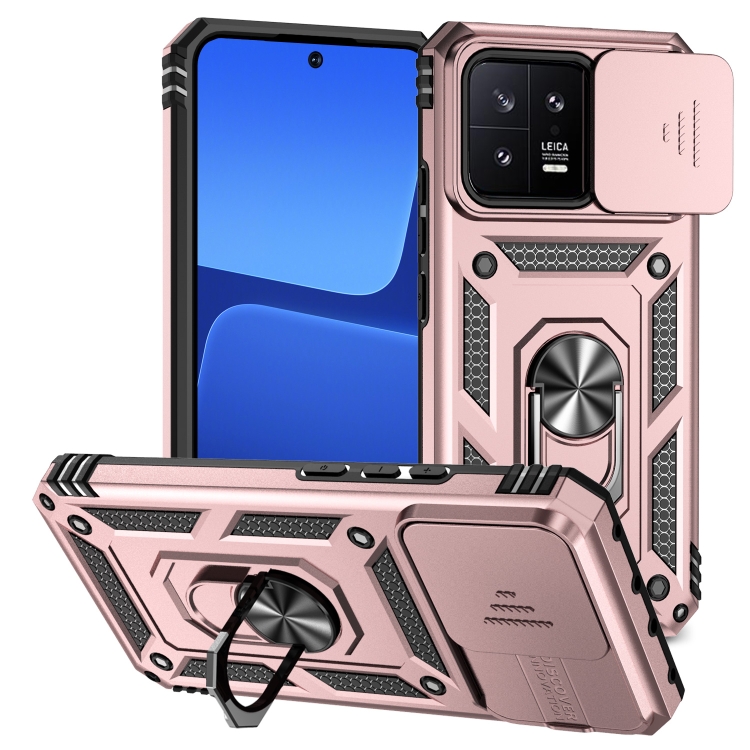 

For Xiaomi 13 Sliding Camshield Holder Phone Case(Rose Gold)