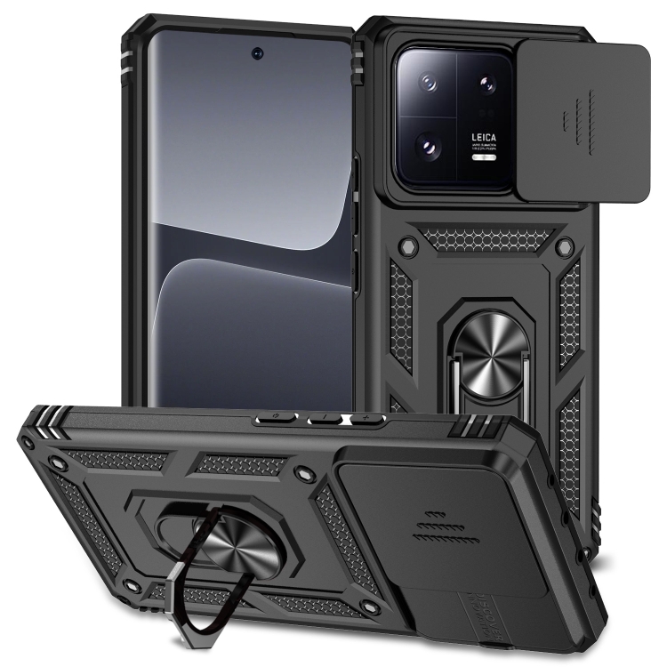 

For Xiaomi 13 Pro Sliding Camshield Holder Phone Case(Black)