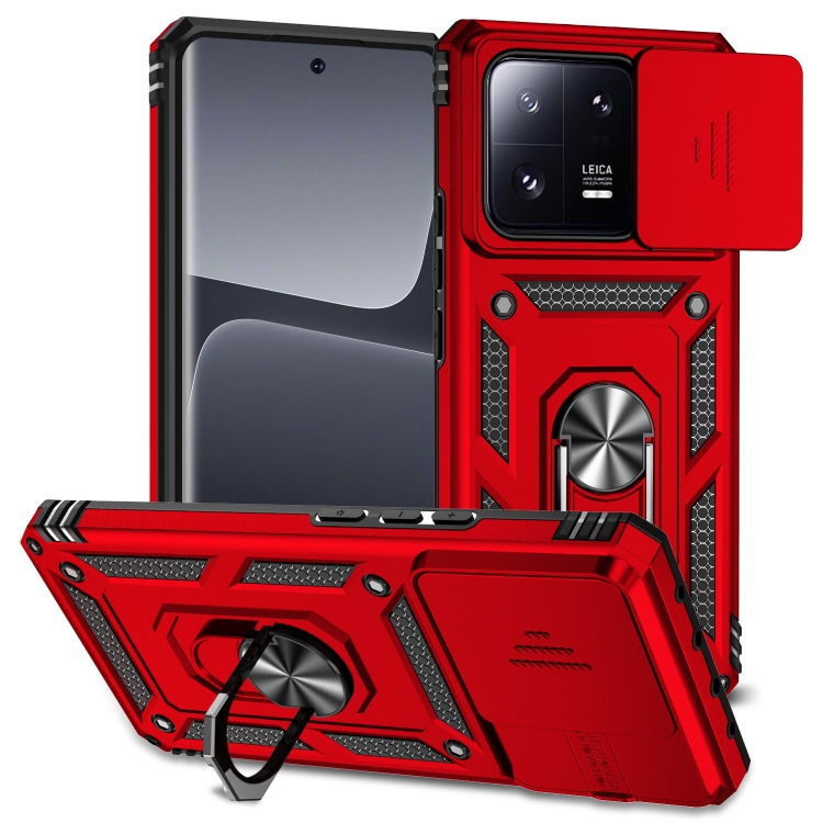 

For Xiaomi 13 Pro Sliding Camshield Holder Phone Case(Red)