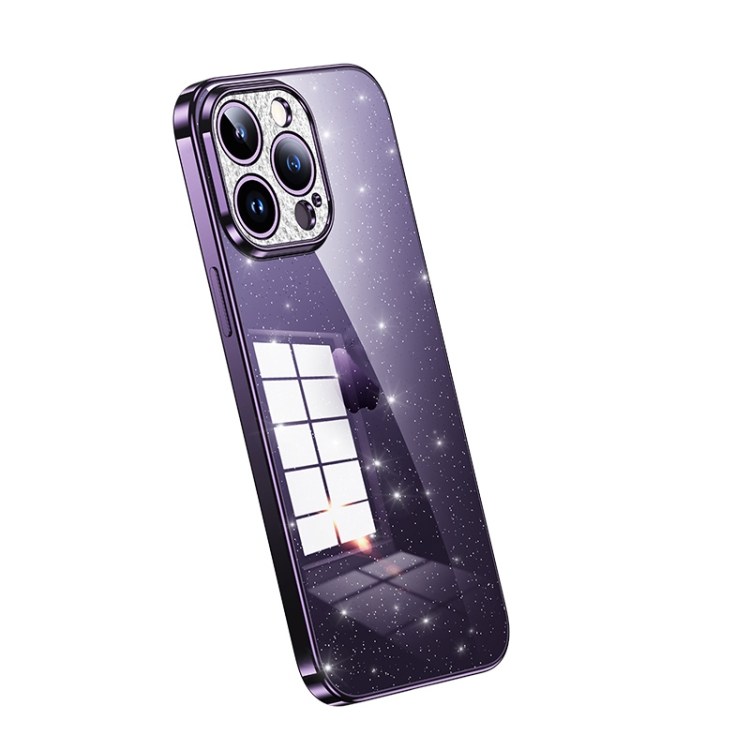 

For iPhone 13 Pro SULADA Electroplated Transparent Glittery TPU Phone Case(Purple)