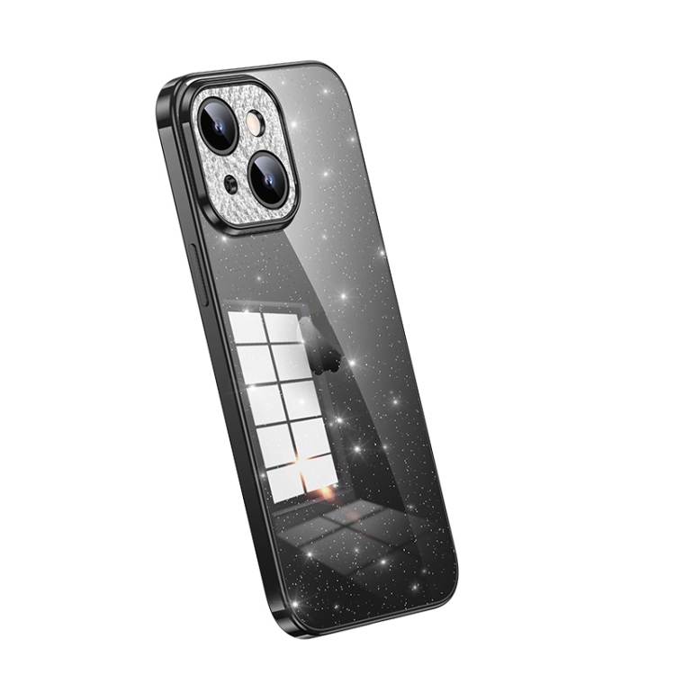 

For iPhone 15 Plus SULADA Electroplated Transparent Glittery TPU Phone Case(Black)