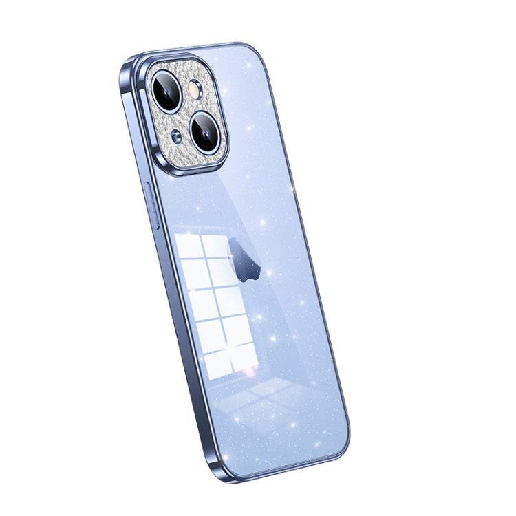 

For iPhone 15 SULADA Electroplated Transparent Glittery TPU Phone Case(Blue)