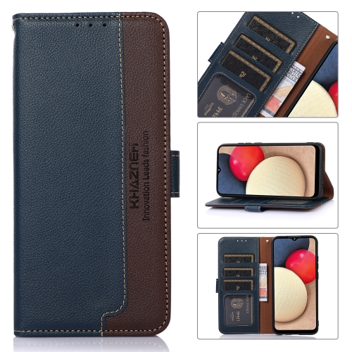 

For iPhone 15 Pro Max KHAZNEH Litchi Texture Leather RFID Phone Case(Blue)