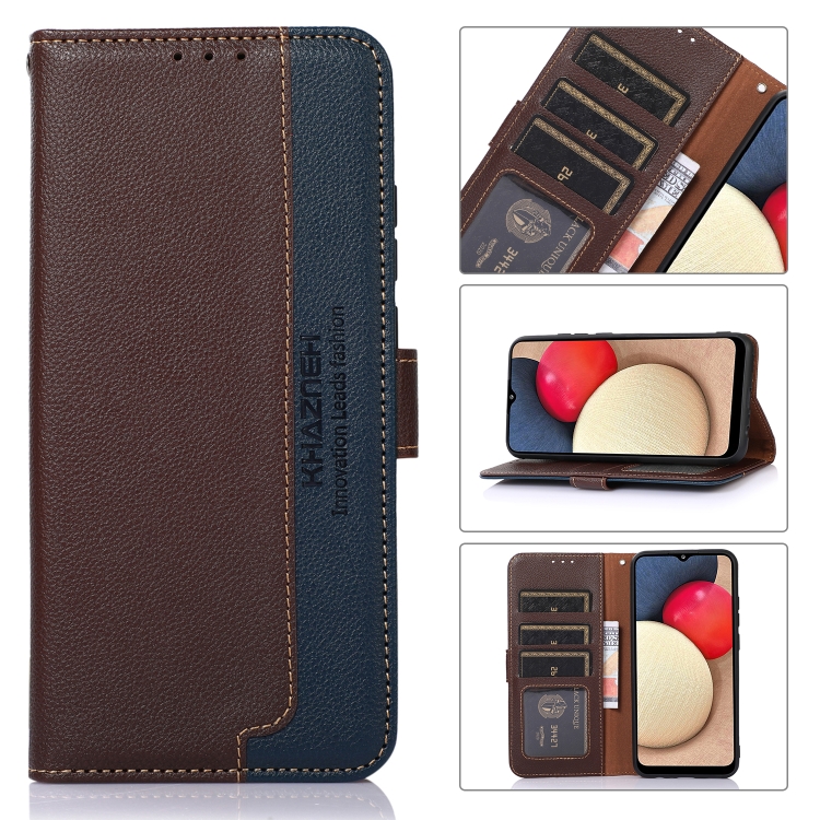 

For iPhone 14 Plus KHAZNEH Litchi Texture Leather RFID Phone Case(Brown)