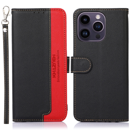 

For iPhone 16 Pro Max KHAZNEH Litchi Texture Leather RFID Phone Case(Black)