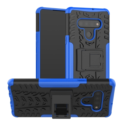 For LG Stylo 6 Tire Texture Shockproof TPU+PC Protective Case with Holder(Blue)