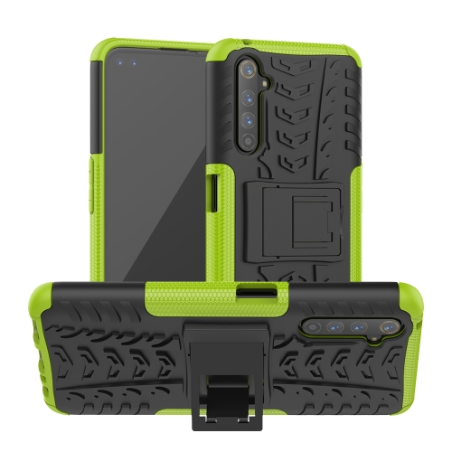 For OPPO Realme 6 Pro Tire Texture Shockproof TPU+PC Protective Case with Holder(Green)