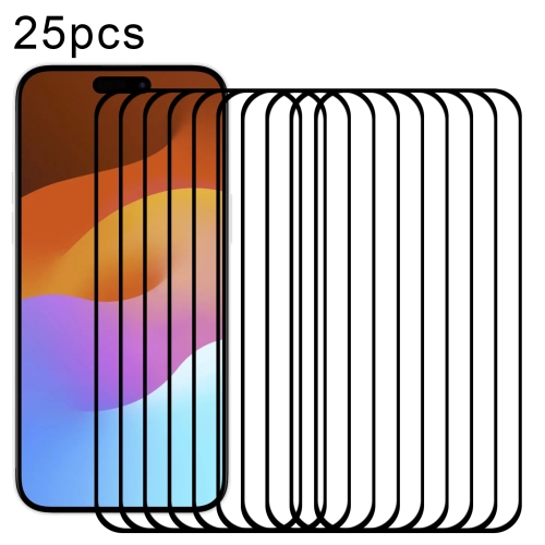 For iPhone 15 Pro 25pcs Full Glue Screen Tempered Glass Film защитное стекло red line tempered glass для смартфона iphone 14 plus прозрачное ут000032386