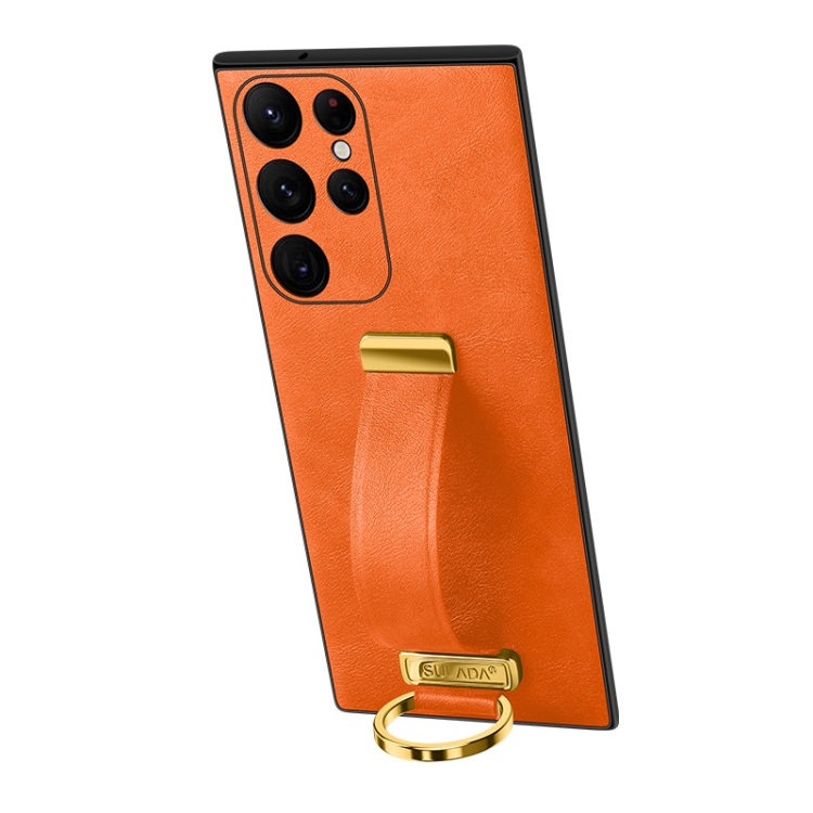 

For Samsung Galaxy S23 Ultra 5G SULADA PC Hybrid Leather Texture Skin Feel Shockproof Phone Case(Orange)