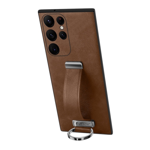 

For Samsung Galaxy S24 Ultra 5G SULADA PC + Leather Texture Skin Feel Shockproof Phone Case(Brown)