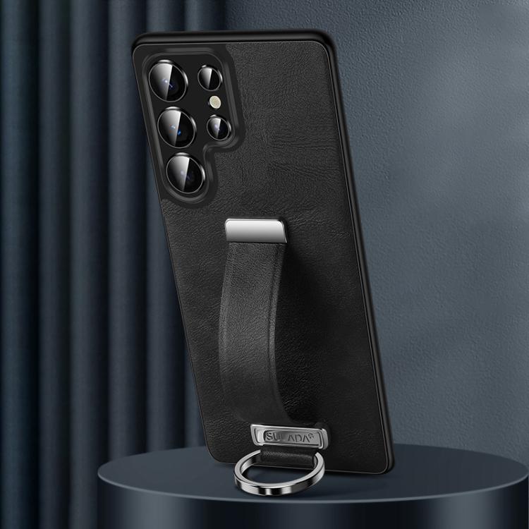 

For Samsung Galaxy S25 Ultra 5G SULADA PC Hybrid Leather Texture Skin Feel Shockproof Phone Case(Black)