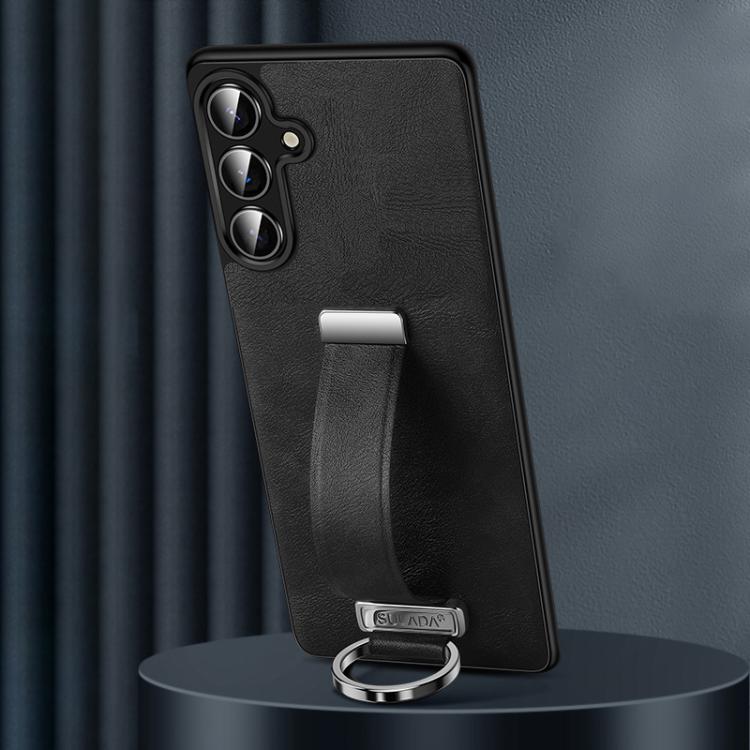 

For Samsung Galaxy S25+ 5G SULADA PC Hybrid Leather Texture Skin Feel Shockproof Phone Case(Black)