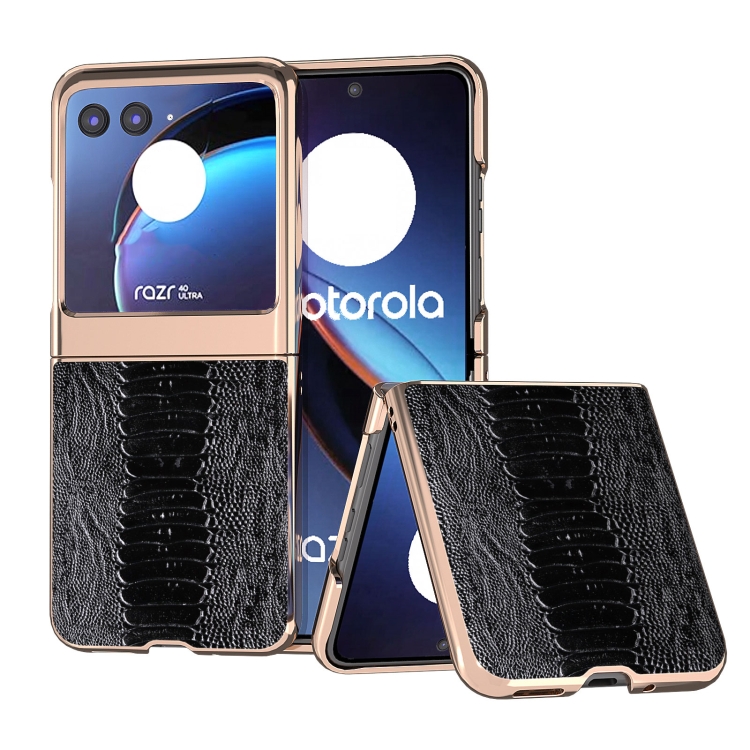

For Motorola Razr 40 Ultra Genuine Leather Weilai Series Phone Case(Black)