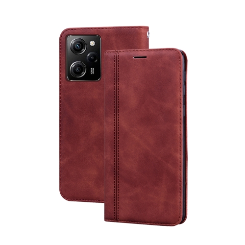 

For Xiaomi Redmi Note 12 Pro Speed/Poco X5 Pro 5G Frosted Business Magnetic Horizontal Flip PU Phone Case(Brown)