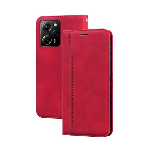 

For Xiaomi Redmi Note 12 5G Global/Poco X5 Frosted Business Magnetic Horizontal Flip PU Phone Case(Red)