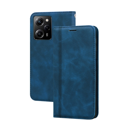

For Xiaomi Redmi Note 12 5G Global/Poco X5 Frosted Business Magnetic Horizontal Flip PU Phone Case(Blue)