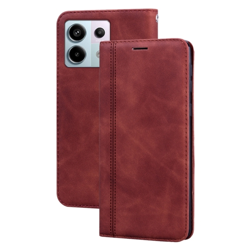 

For Xiaomi Redmi Note 13 5G Frosted Business Magnetic Horizontal Flip PU Phone Case(Brown)