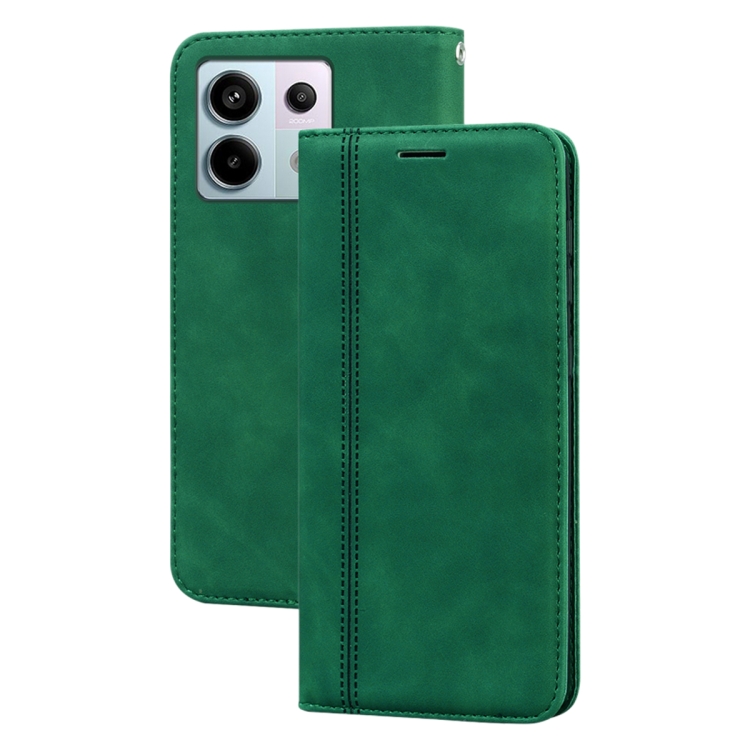 

For Xiaomi Redmi Note 13 5G Frosted Business Magnetic Horizontal Flip PU Phone Case(Green)