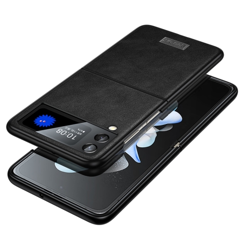 

For Samsung Galaxy Z Flip4 SULADA Shockproof TPU + Handmade Leather Phone Case(Black)