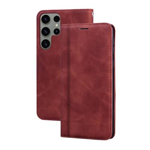 For Samsung Galaxy S23 Ultra 5G Frosted Business Magnetic Horizontal Flip PU Phone Case(Brown) for samsung galaxy s24 frosted business magnetic horizontal flip pu phone case red