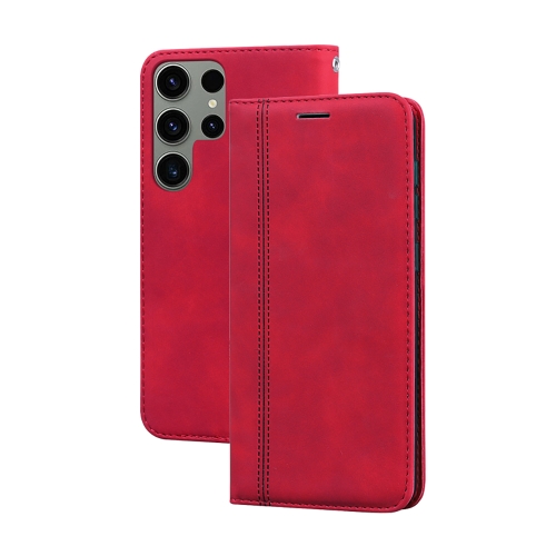 

For Samsung Galaxy S23 Ultra 5G Frosted Business Magnetic Horizontal Flip PU Phone Case(Red)