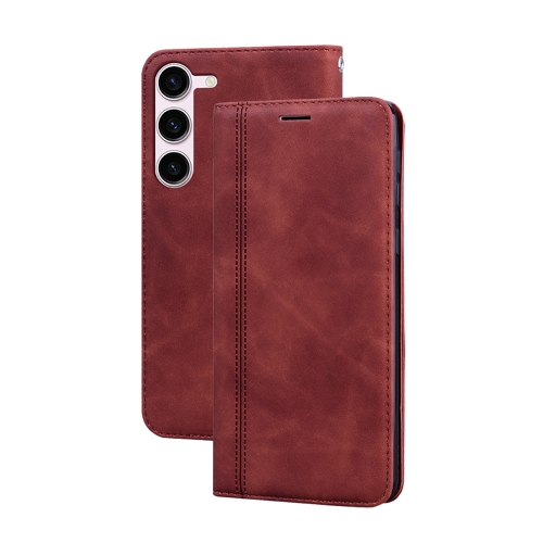 For Samsung Galaxy S23+ 5G Frosted Business Magnetic Horizontal Flip PU Phone Case(Brown) for samsung galaxy s24 frosted business magnetic horizontal flip pu phone case red