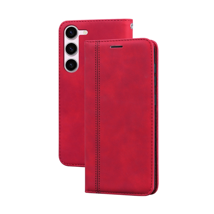 

For Samsung Galaxy S23 5G Frosted Business Magnetic Horizontal Flip PU Phone Case(Red)