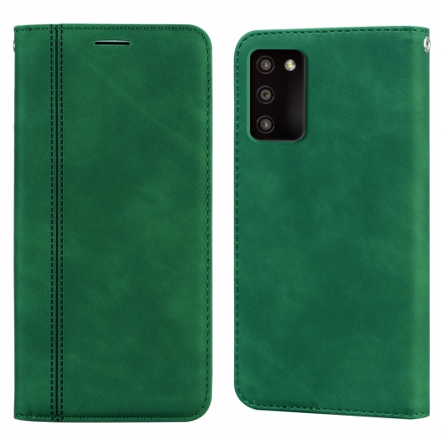 For Samsung Galaxy A03s Frosted Business Magnetic Horizontal Flip PU Phone Case(Green)