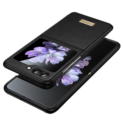 

For Samsung Galaxy Z Flip6 SULADA Shockproof TPU + Litchi Texture Leather Phone Case(Black)