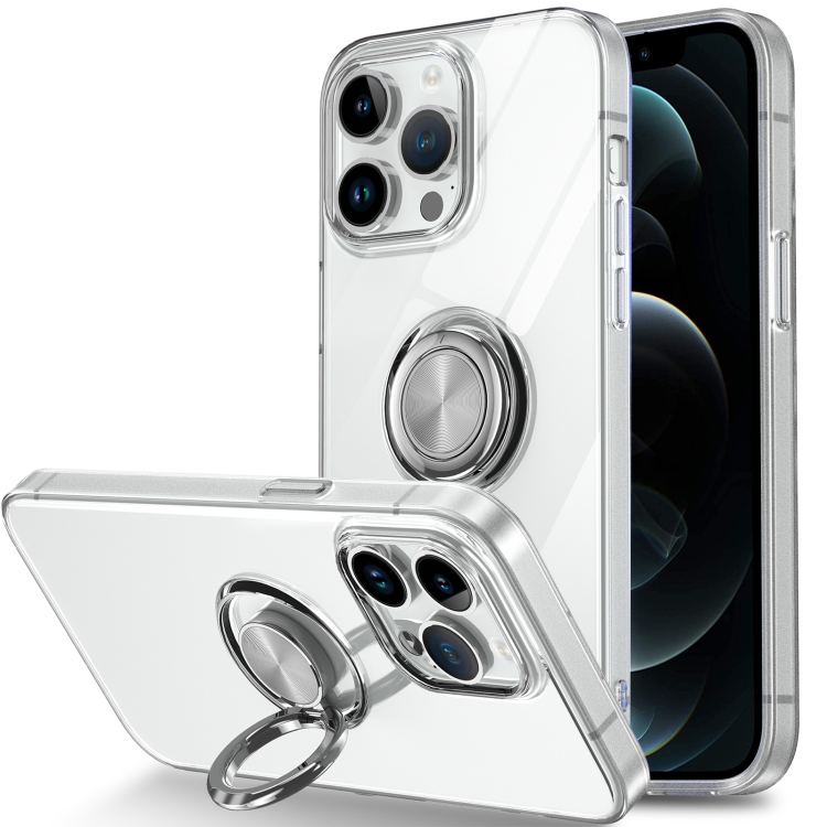 

For iPhone 12 Pro Max Ring Holder TPU Phone Case(Transparent)