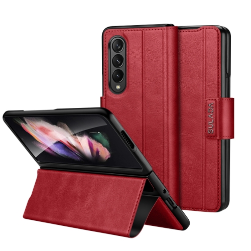 

For Samsung Galaxy Z Fold4 / W23 SULADA All-inclusive Magnetic Snap Flip Leather Phone Case(Red)