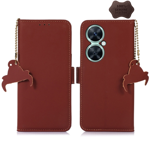 

For Huawei Nova 11i / Maimang 20 5G / Enjoy 60 Pro Genuine Leather Magnetic RFID Leather Phone Case(Coffee)