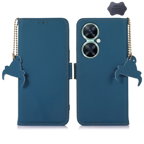 

For Huawei Nova 11i / Maimang 20 5G / Enjoy 60 Pro Genuine Leather Magnetic RFID Leather Phone Case(Blue)